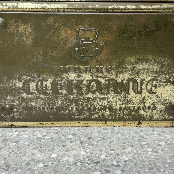 Antique Marke Teekanne Tin Tea Box Storage Canister Mid Century 50's Germany - Picture 14 of 15